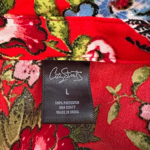 Womens Dress Size 16 Red Floral Tropical Vacation Resort Ready Packable - Picture 7 of 8